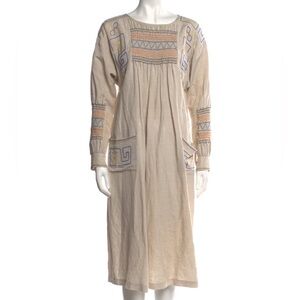 Tory Burch | Dresses | Tory Burch Smocked Embroidered Boho Ivory Midi Long  Sleeve Mumu Dress | Poshmark